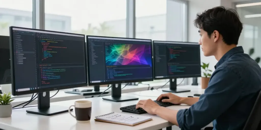 Developer showcasing instant indexing techniques in a modern tech workspace.